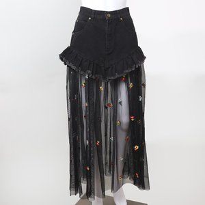 One Spo Tulle Jean Skirt Size Small